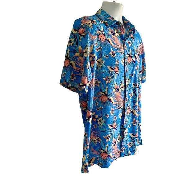 Havana Jim Button Down Short Sleeve  Blue Tropical Print Shirt Men's Medium NEW - Picture 4 of 7